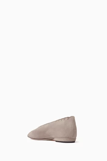 Stitch Embroidered Ballerina Flats in Suede