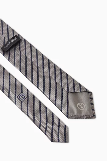 Diagonal Stripe Jacquard Tie in Silk