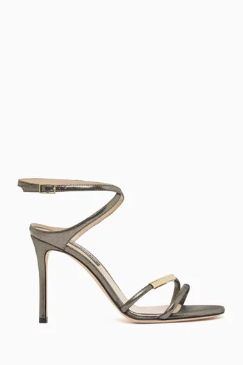 Micro Logo 95 Sandals in Metallic Calf Leather