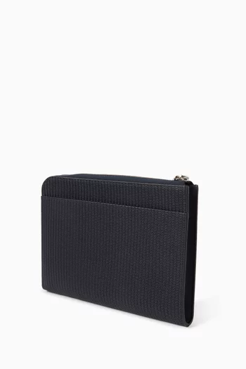 Logo Wave-print Pouch in Leather