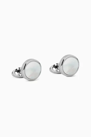 أزرار أكمام مطعّمة فضة إسترلينية