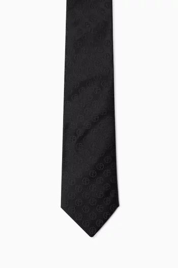 GA Logo Jacquard Tie in Silk