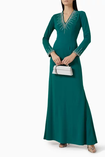 فستان مطرز بالخرز نسيج كريب