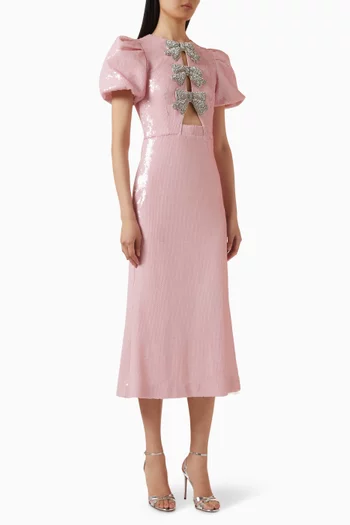 فستان ليديا متوسط الطول مطرز بالترتر