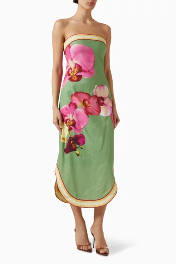 Maeve Printed Dress in Cotton-linen