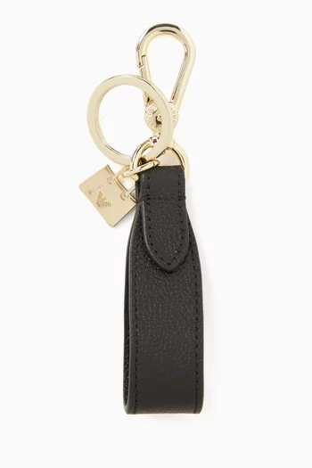 Logo Key Ring in Leather