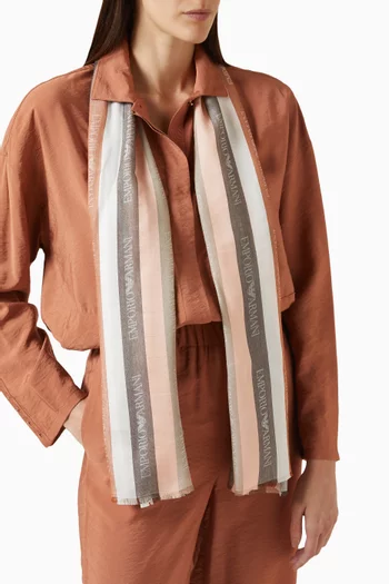Logo Jacquard Stripe Scarf