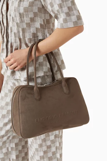 EA Logo Tote Bag in Faux Suede