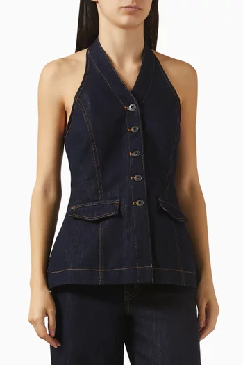 بلوزة ريا بأربطة حول الرقبة دينم