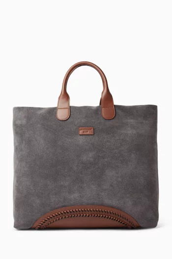Contrast Shopping Bag in Suede