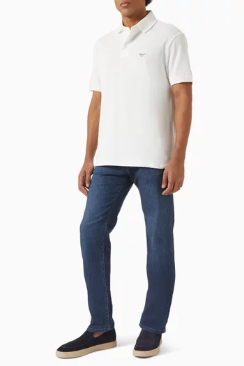 Eagle Logo Polo Shirt in Cotton Pique