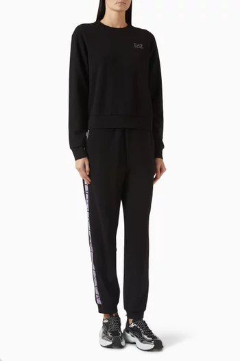 طقم رياضي بشعار الماركة مزيج قطن