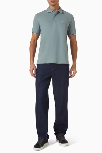 Micro Eagle Logo Polo Shirt in Cotton