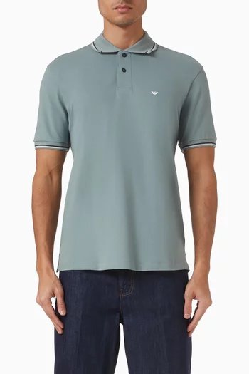 Micro Eagle Logo Polo Shirt in Cotton