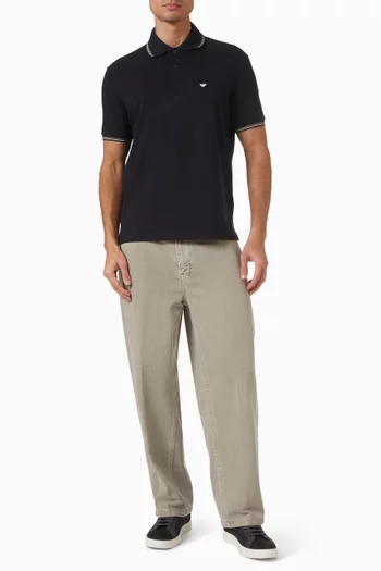 Micro Eagle Logo Polo Shirt in Cotton