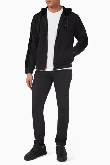 كنزة بغطاء رأس ورقعة حصان جيرسيه مزدوج 