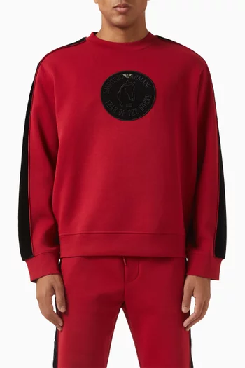 سويت شيرت برقعة حصان جيرسيه مزدوج 