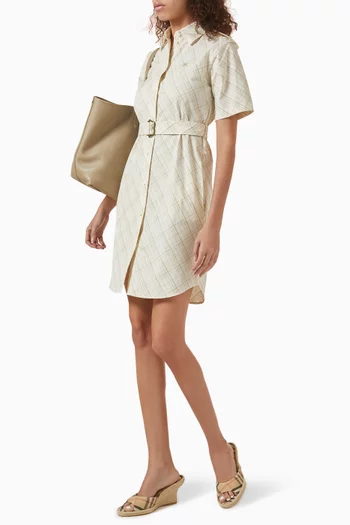 Belted Check Shirtdress in Cotton