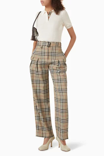 Check Wide-leg Pants in Twill