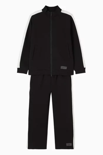 Embossed Contrast-panel Jacket in Organic Cotton-blend