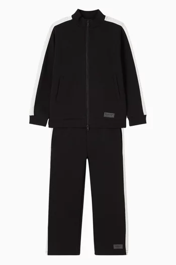 بنطال رياضي بجزء بلون مغاير وشعار الماركة ملمس بارز مزيج قطن عضوي