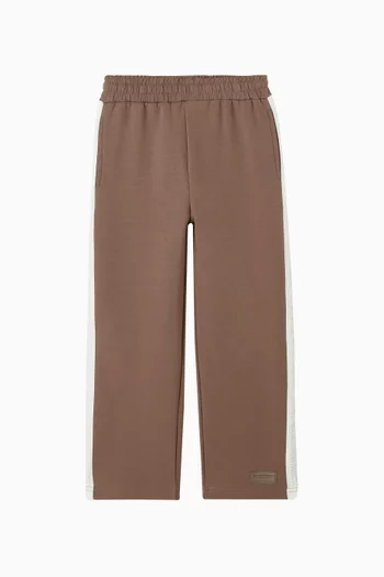 بنطال رياضي بجزء بلون مغاير وشعار الماركة ملمس بارز مزيج قطن عضوي