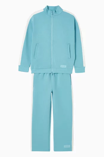 بنطال رياضي بجزء بلون مغاير وشعار الماركة ملمس بارز مزيج قطن عضوي