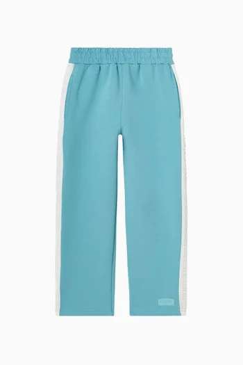 بنطال رياضي بجزء بلون مغاير وشعار الماركة ملمس بارز مزيج قطن عضوي