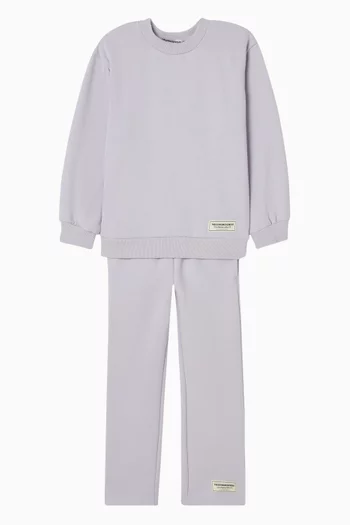 بنطال رياضي بقصة ساق مستقيمة واسعة مزيج قطن عضوي