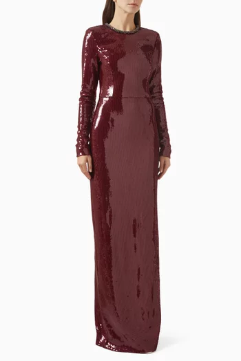 Nero Sequin-embellished Gown