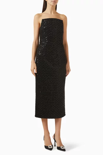 فستان نيف متوسط الطول بتطريزات