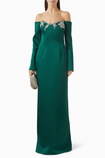 Ellerie Off-shoulder Gown in Satin