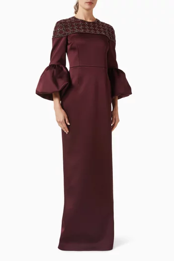 Alora Embellished Gown in Satin