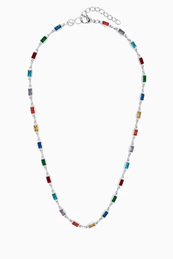Rectangle Tennis Necklace in Stainless Steel