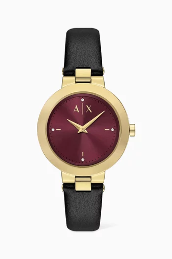 ساعة جاكي ستانلس ستيل بسوار جلد، 36 مم