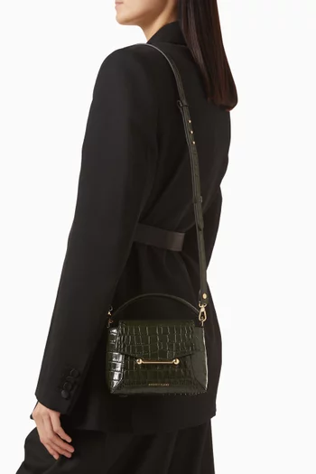Nano Mosaic Top-handle Bag in Croc-embossed Leather