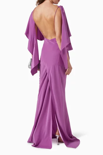 فستان سهرة بدرابيه وظهر مكشوف ستان