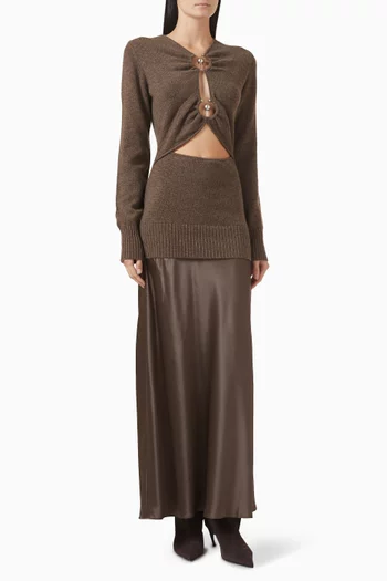 فستان مونيومنت بكشكش وحلي دائرية كشمير وحرير