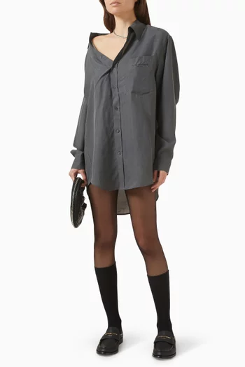 Pre-styled Off-shoulder Shirt Dress in Silk