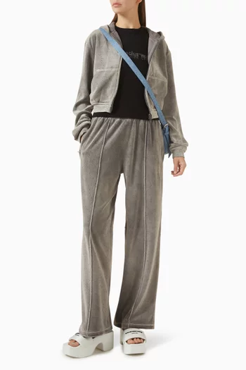 Wide-leg Crystal Sweatpants in Velvet