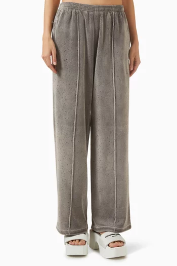 Wide-leg Crystal Sweatpants in Velvet
