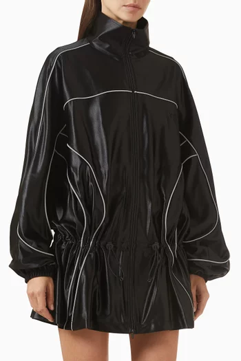 Reflective Drop-waist Parka Mini Dress in Satin-jersey