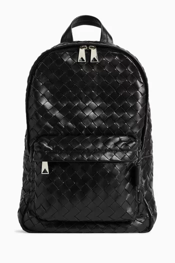 حقيبة ظهر صغيرة جلد مجدول