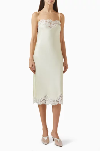 Iconic Lace-trim Midi Dress in Satin