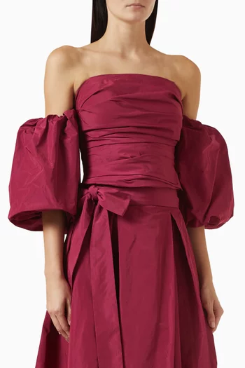 Puff-sleeves Crop Top in Taffeta