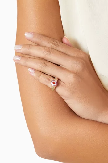 خاتم بيبي كلاسيكي مرصع بالعقيق ذهب عيار 9