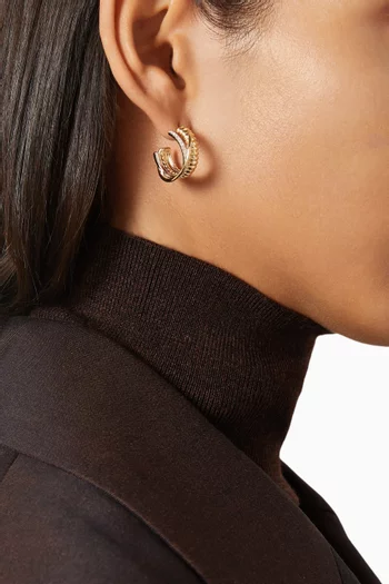 أقراط دائرية مرصعة بالماس ذهب عيار 9