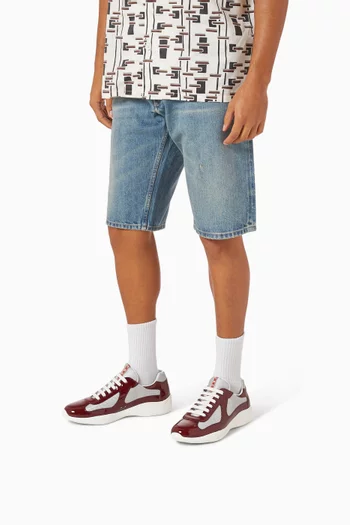 سنيكرز أمريكاز كب جلد لامع وقماش معالج