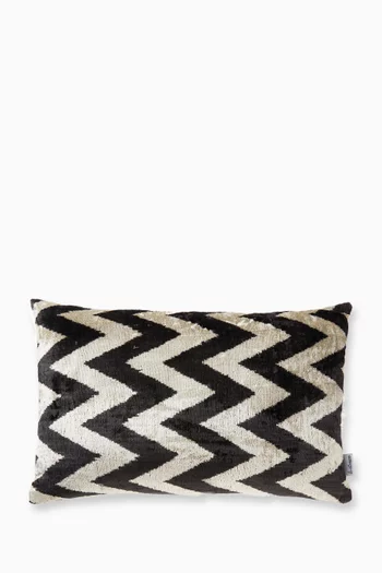 Ikat Double-sided Cushion in Silk & Velvet