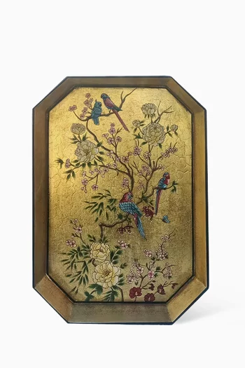 صينية بنقشة طيور حديد بطلاء يدوي